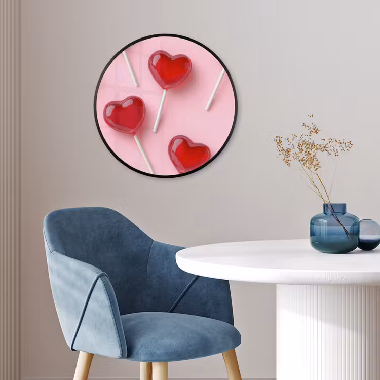 Lollies - Hartjes - Roze Fotolijst rond zonder passe partout klein -sfeer2