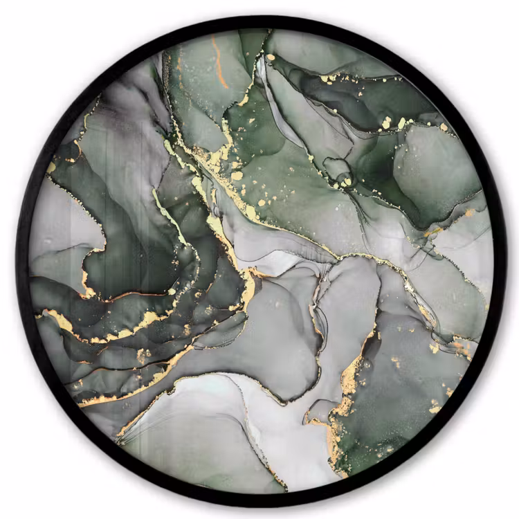 Luxe - Marmer - Groen Fotolijst rond zonder passe partout klein -3d