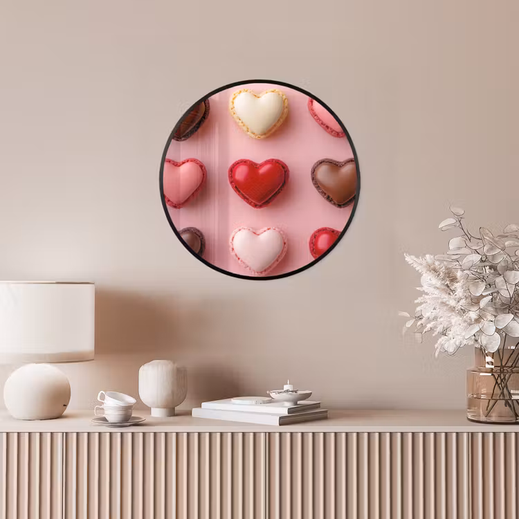 Macarons - Hartjes - Kleurrijk - Roze Fotolijst rond zonder passe partout klein -sfeer3