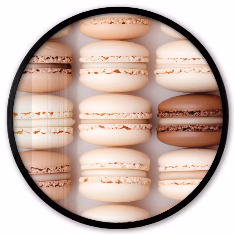 Macarons - Beige - Bruin Fotolijst rond zonder passe partout klein -3d