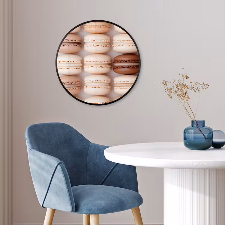 Macarons - Beige - Bruin Fotolijst rond zonder passe partout klein -sfeer2