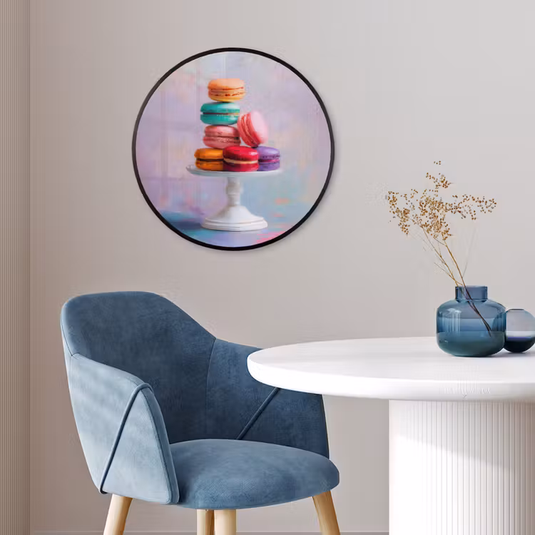 Macarons - Schaal - Pastel - Kleurrijk Fotolijst rond zonder passe partout klein -sfeer2