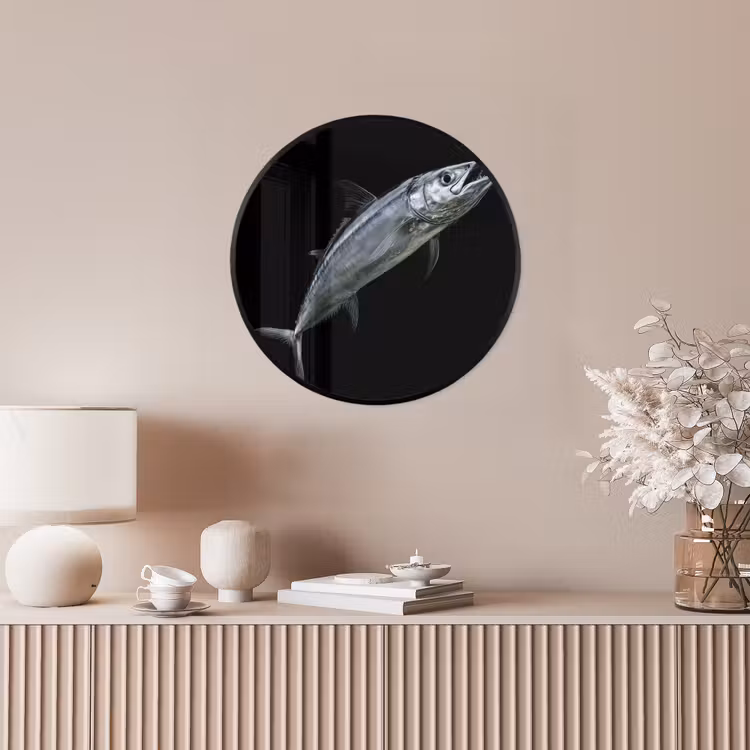 Makreel - Vis - Zwart Fotolijst rond zonder passe partout klein -sfeer3