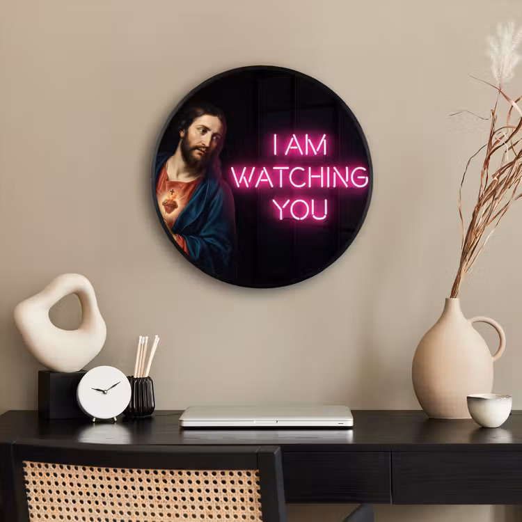 Man - Tekst - Neon Fotolijst rond zonder passe partout klein -sfeer1
