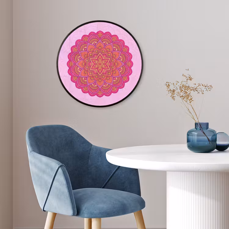 Mandala - Cirkel - Spiritueel - Oosters - Roze Fotolijst rond zonder passe partout klein -sfeer2
