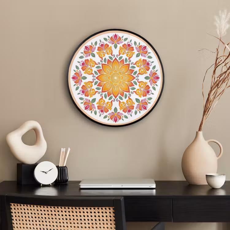 Mandala - Bloemen - Decoratie - Kleurrijk - Abstract Fotolijst rond zonder passe partout klein -sfeer1