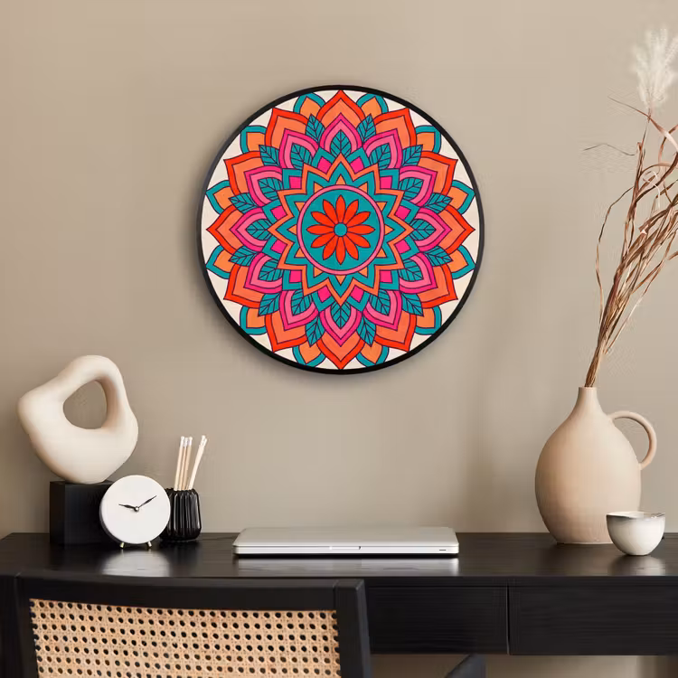 Mandala - Patroon - Abstract - Kleurrijk - Modern Fotolijst rond zonder passe partout klein -sfeer1