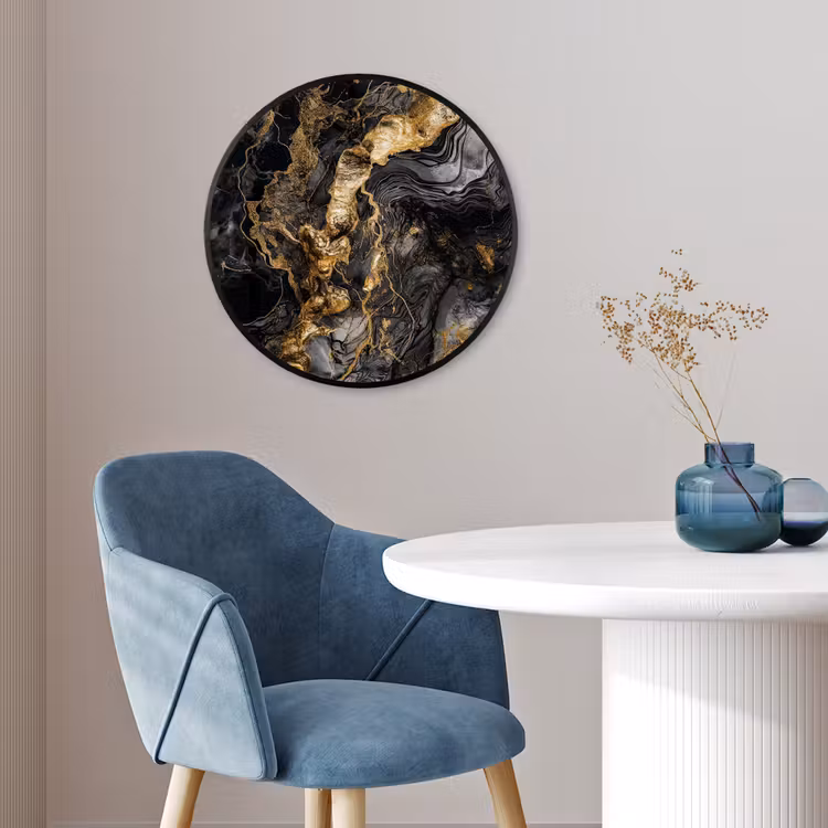 Marmer - Zwart - Goud - Abstract Fotolijst rond zonder passe partout klein -sfeer2