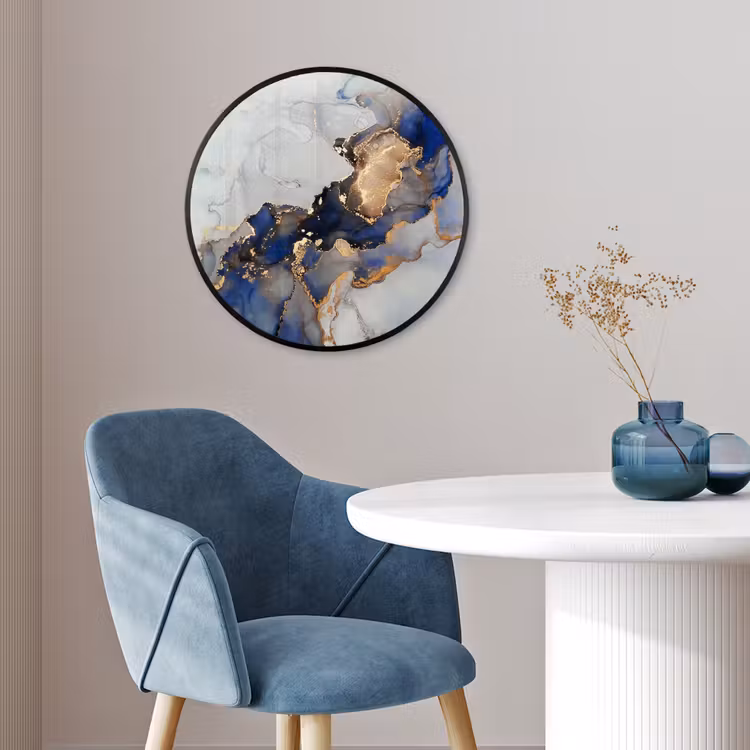 Marmer - Blauw - Goud Fotolijst rond zonder passe partout klein -sfeer2