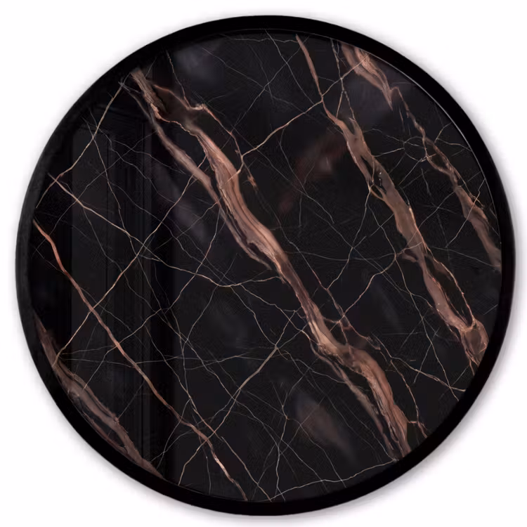 Marmer - Goud - Patroon - Luxe - Zwart Fotolijst rond zonder passe partout klein -3d