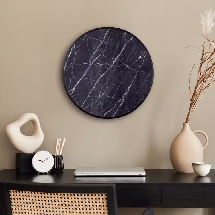 Marmer - Patroon - Modern - Zwart - Wit Fotolijst rond zonder passe partout klein -sfeer1