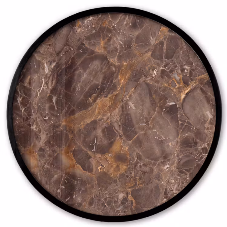 Marmer - Patroon - Natuur - Bruin - Goud Fotolijst rond zonder passe partout klein -3d