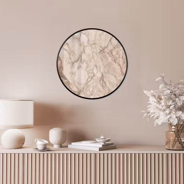 Marmer - Aderen - Textuur - Beige - Modern Fotolijst rond zonder passe partout klein -sfeer3