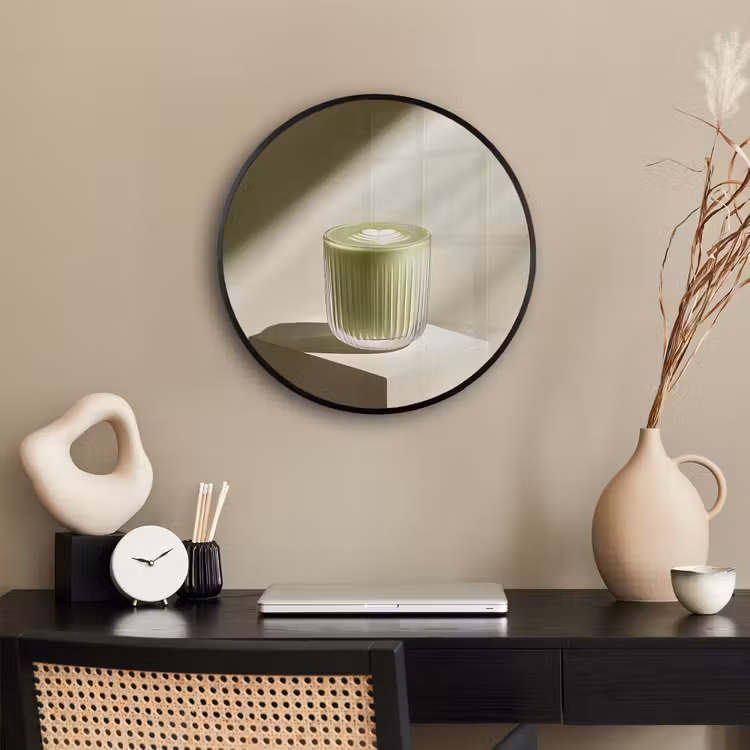 Matcha - Glas - Groen - Minimalistisch Fotolijst rond zonder passe partout klein -sfeer1
