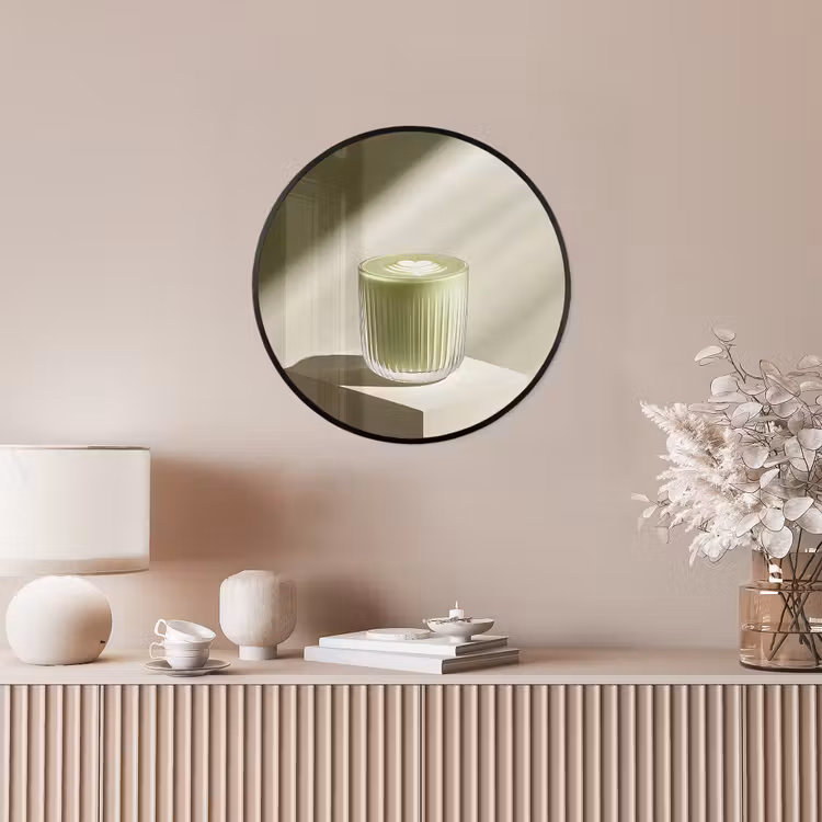 Matcha - Glas - Groen - Minimalistisch Fotolijst rond zonder passe partout klein -sfeer3