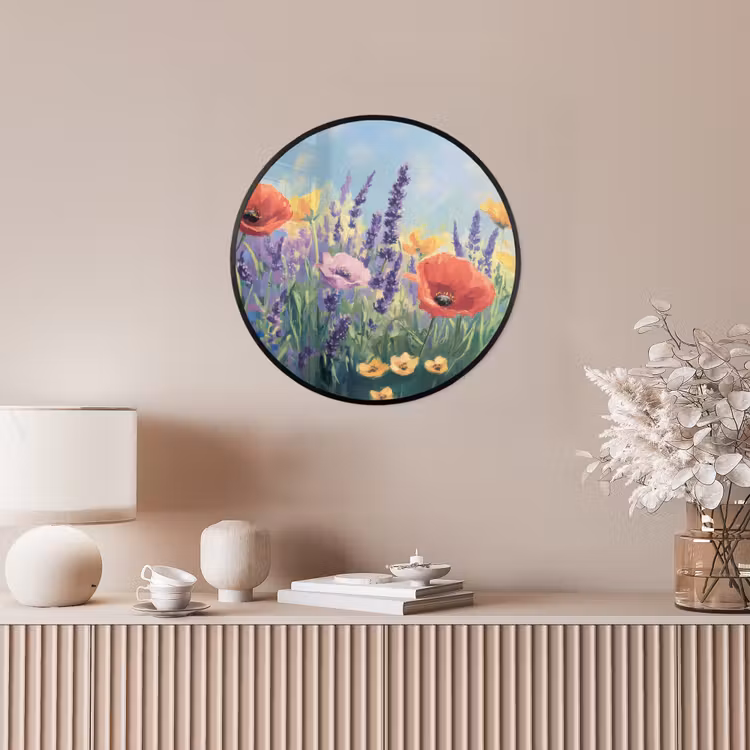 Weide - Bloemen - Kleurrijk Fotolijst rond zonder passe partout klein -sfeer3