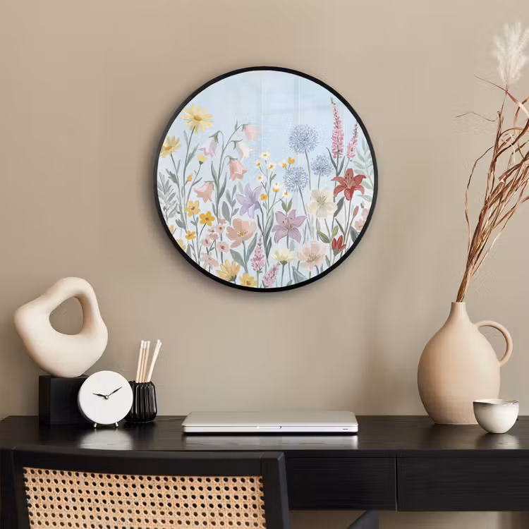 Weidebloemen - Illustratie - Kleurrijk Fotolijst rond zonder passe partout klein -sfeer1