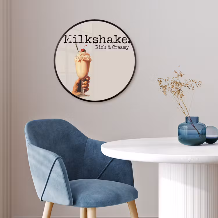 Milkshake - Kers - Rietje Fotolijst rond zonder passe partout klein -sfeer2