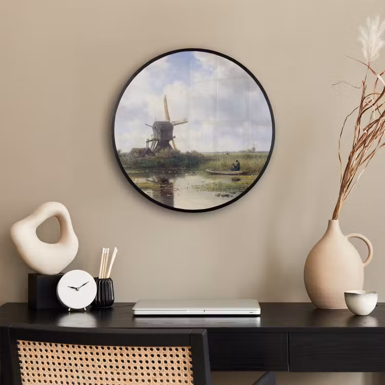 Molen - Willem Roelofs - Oude meesters - Kunst Fotolijst rond zonder passe partout klein -sfeer1