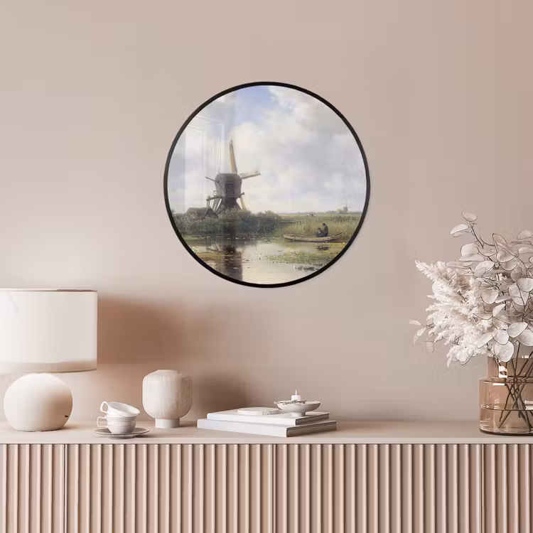 Molen - Willem Roelofs - Oude meesters - Kunst Fotolijst rond zonder passe partout klein -sfeer3