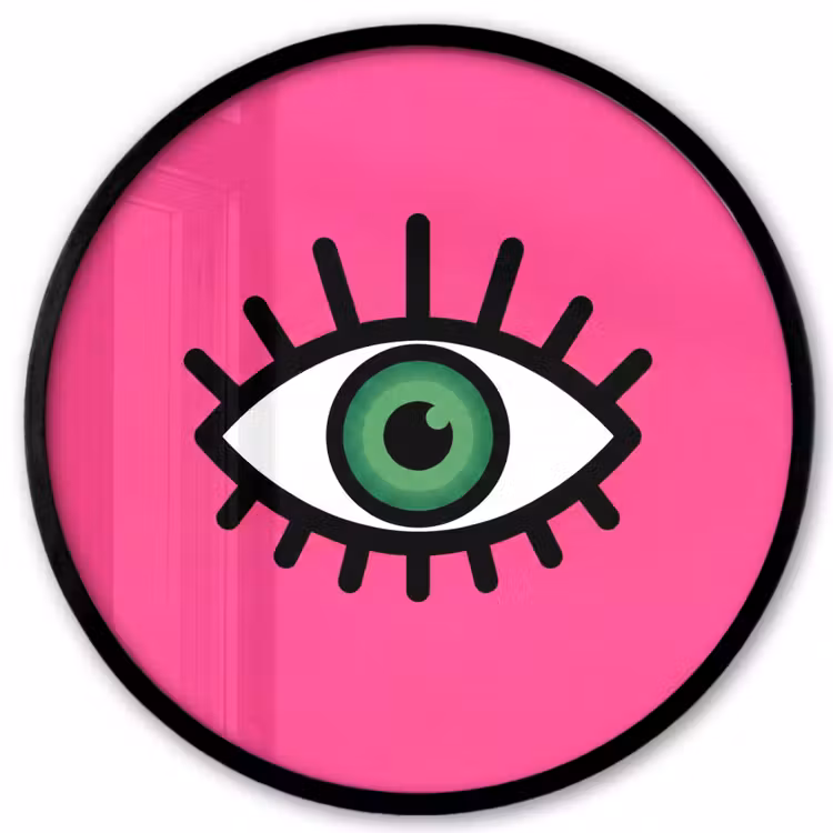 Minimalistisch - Oog - Roze Fotolijst rond zonder passe partout klein -3d