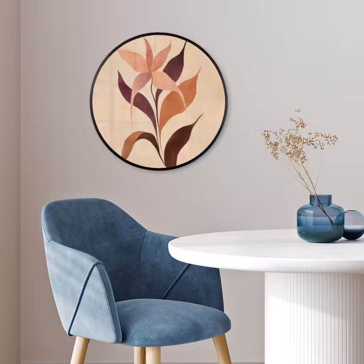 Minimalistisch - Bloem - Bladeren - Beige Fotolijst rond zonder passe partout klein -sfeer2