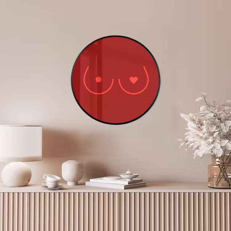 Minimalistisch - Lijnillustratie - Rood Fotolijst rond zonder passe partout klein -sfeer3