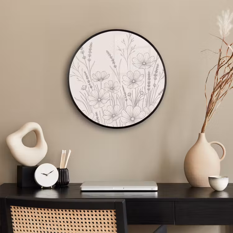 Minimalistisch - Modern - Bloemen - Beige Fotolijst rond zonder passe partout klein -sfeer1