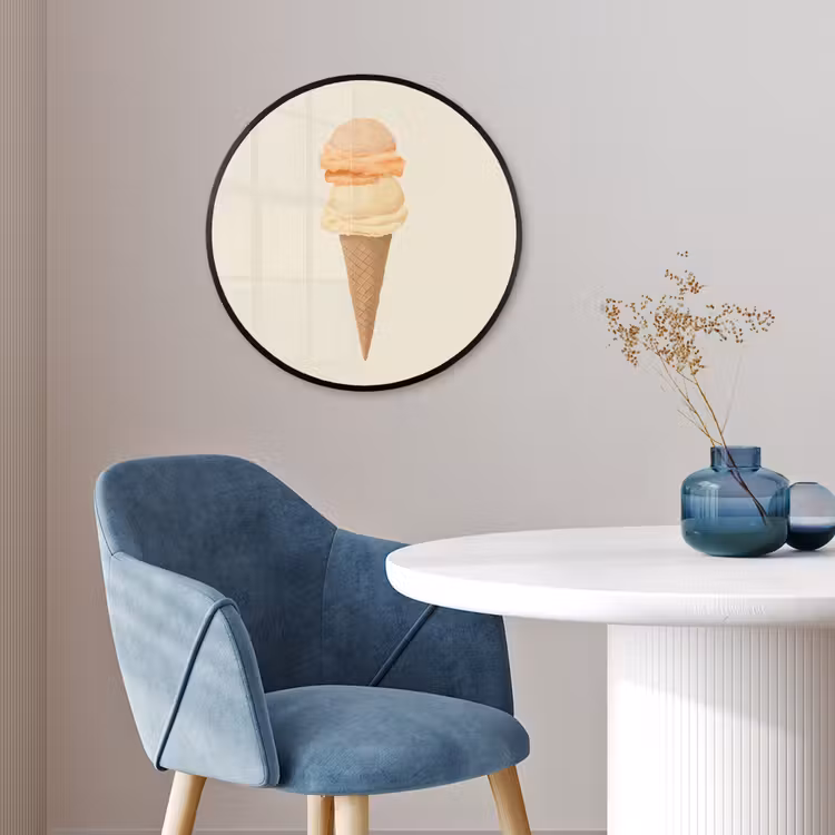 Minimalistisch - Schepijs - Hoorntje - Beige Fotolijst rond zonder passe partout klein -sfeer2