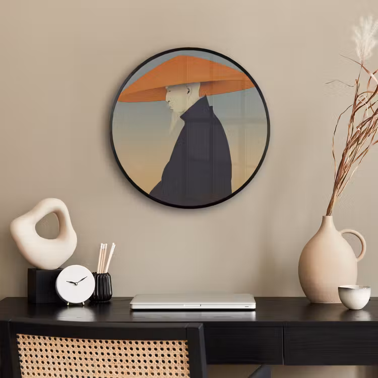 Minimalistisch - Silhouet - Oranje Fotolijst rond zonder passe partout klein -sfeer1