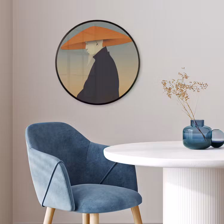 Minimalistisch - Silhouet - Oranje Fotolijst rond zonder passe partout klein -sfeer2