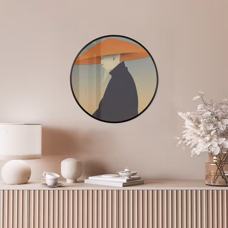 Minimalistisch - Silhouet - Oranje Fotolijst rond zonder passe partout klein -sfeer3