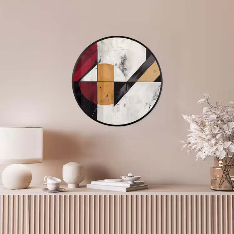 Modern - Abstract - Geometrisch - Rood - Industrieel Fotolijst rond zonder passe partout klein -sfeer3