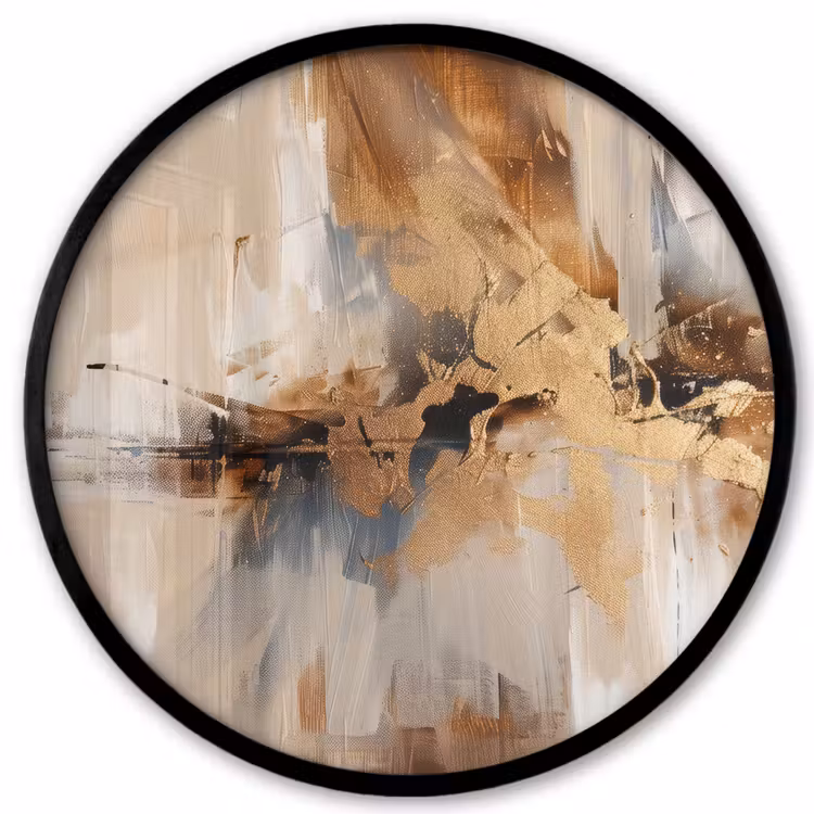 Modern - Bruin - Abstract - Beige Fotolijst rond zonder passe partout klein -3d