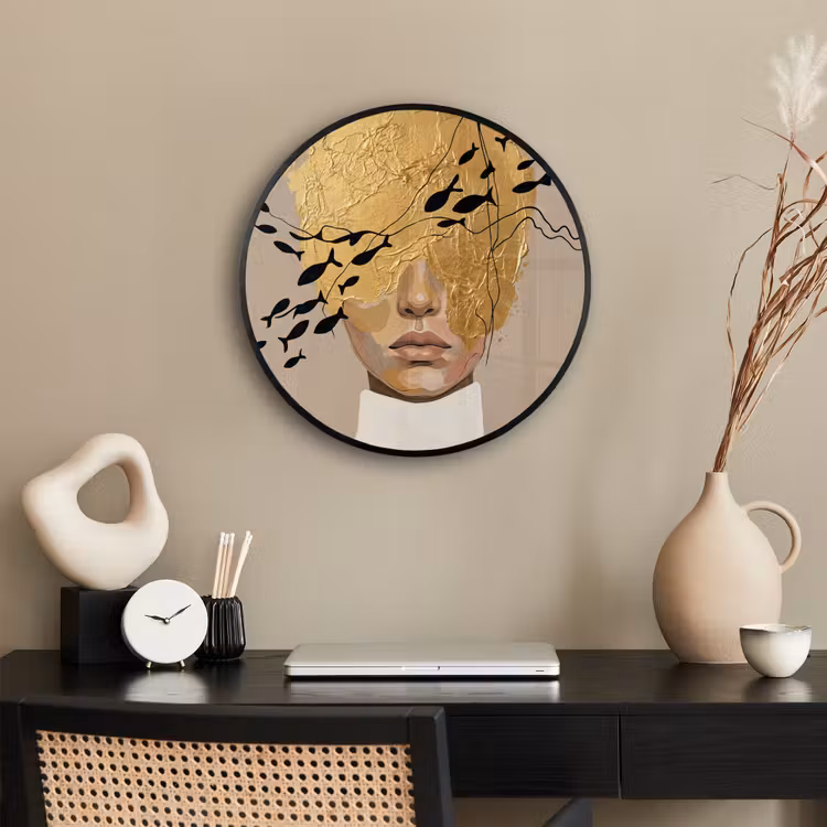 Modern - Vrouw - Goud Fotolijst rond zonder passe partout klein -sfeer1
