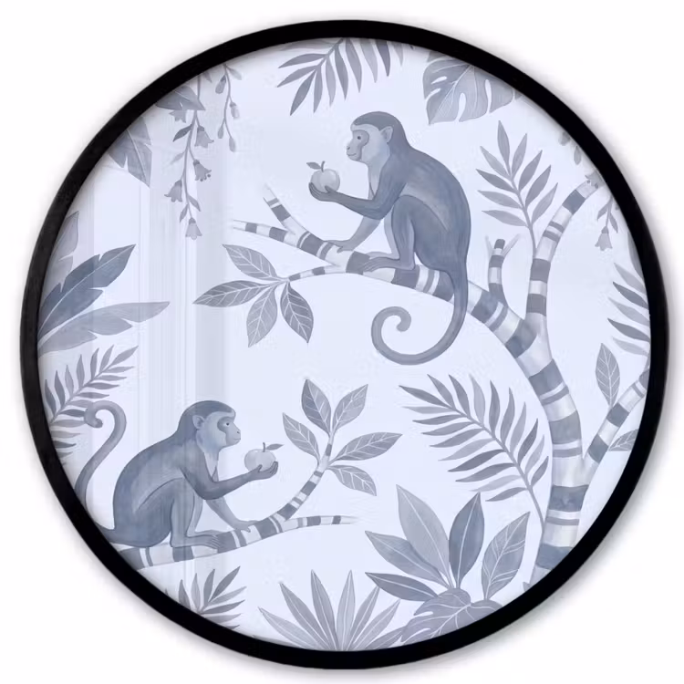 Aap - Boom - Bladeren - Jungle - Illustratie Fotolijst rond zonder passe partout klein -3d