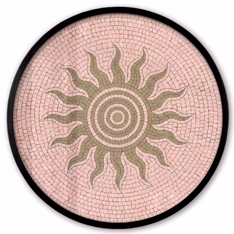 Mozaïek - Zon - Patroon - Klassiek - Roze Fotolijst rond zonder passe partout klein -3d