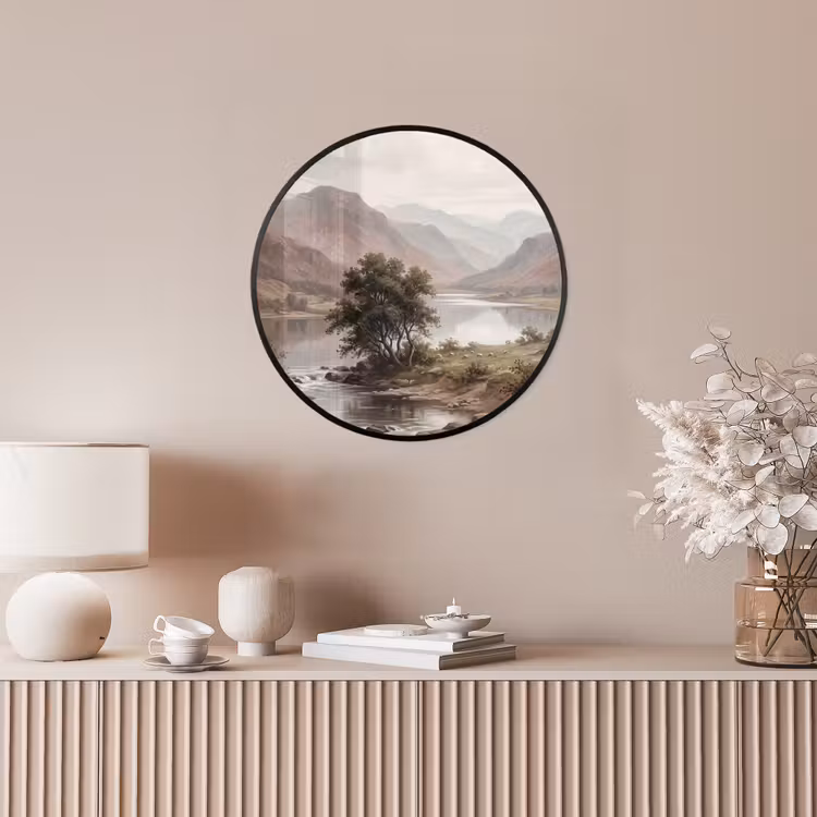 Berglandschap - Meer - Bergen - Vallei - Klassiek Fotolijst rond zonder passe partout klein -sfeer3