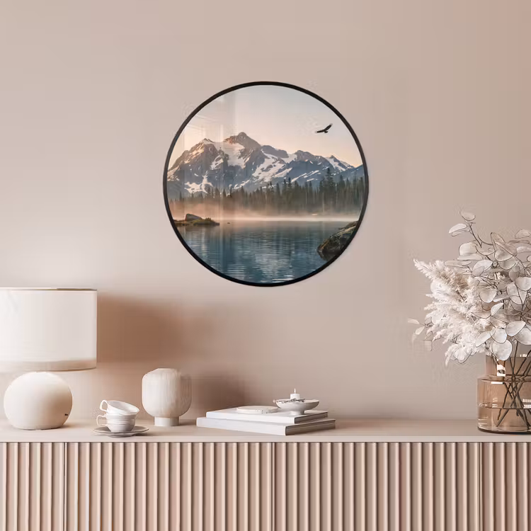 Bergen - Water - Bomen Fotolijst rond zonder passe partout klein -sfeer3