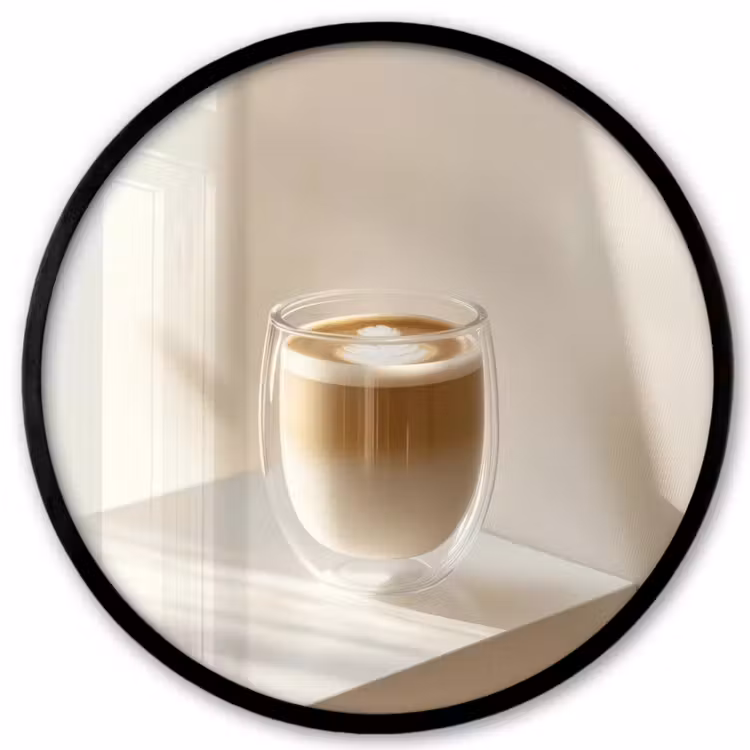 Mok - Latte - Minimalistisch - Schaduw Fotolijst rond zonder passe partout klein -3d