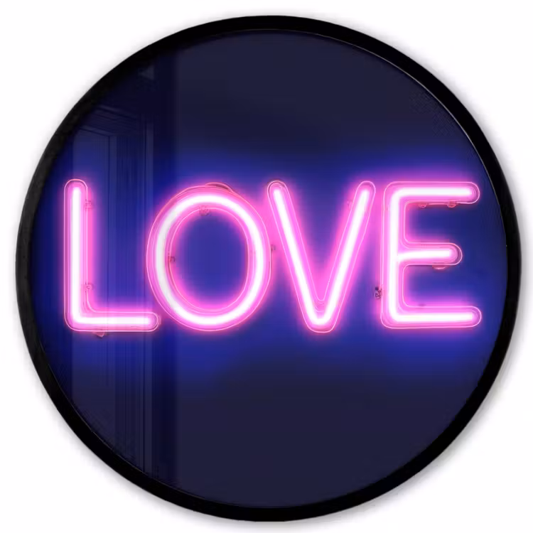 Neon - Love - Valentijn Fotolijst rond zonder passe partout klein -3d