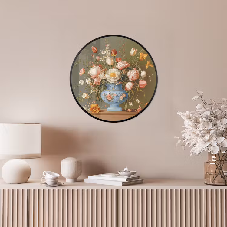 Neutral - Bloemen - Boeket - Vaas Fotolijst rond zonder passe partout klein -sfeer3
