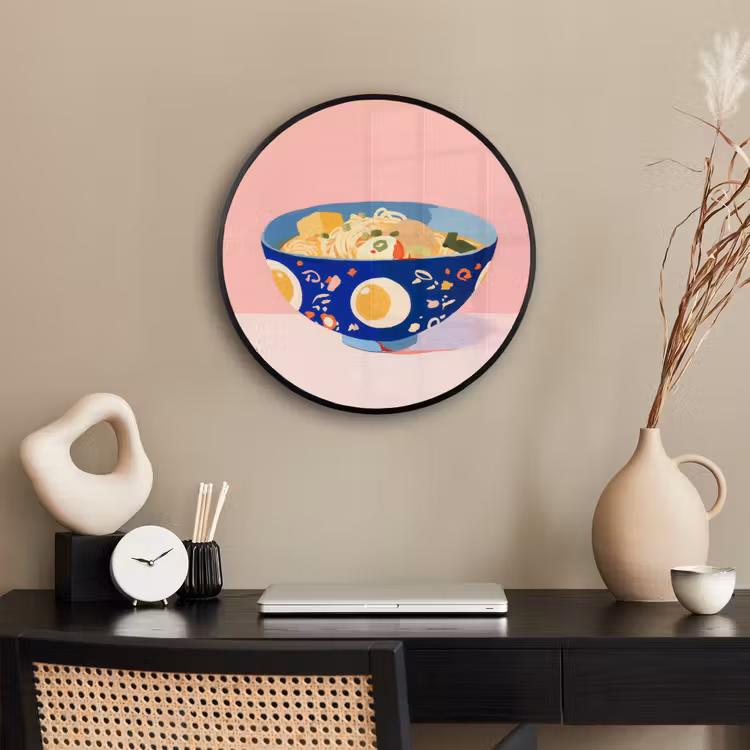 Noodles - Kom - Blauw - Illustratie Fotolijst rond zonder passe partout klein -sfeer1