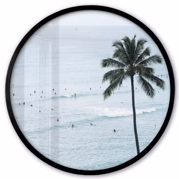 Oceaan - Palmbomen - Surfers Fotolijst rond zonder passe partout klein -3d