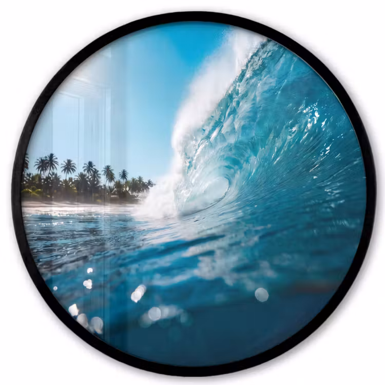 Oceaan - Golf - Strand - Natuur - Blauw Fotolijst rond zonder passe partout klein -3d