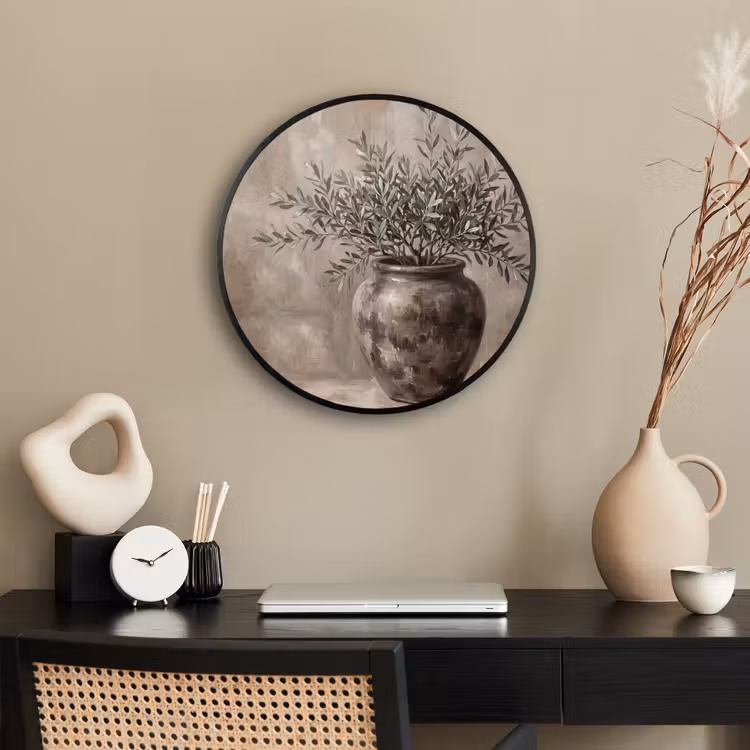 Olijfplant - Aardenpot - Abstract - Beige Fotolijst rond zonder passe partout klein -sfeer1