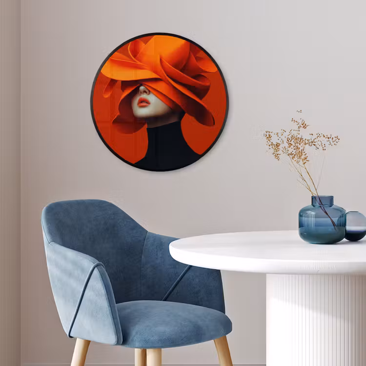 Oranje - Hoed - Vrouw Fotolijst rond zonder passe partout klein -sfeer2