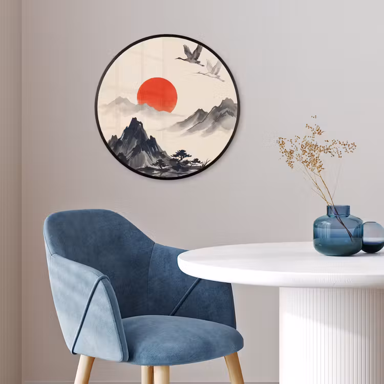 Oosters - Kraanvogels - Landschap Fotolijst rond zonder passe partout klein -sfeer2