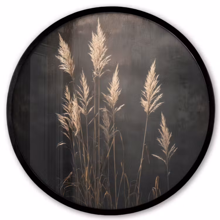 Siergras - Pluimen - Verlichting - Zwart Fotolijst rond zonder passe partout klein -3d