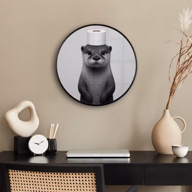 Otter - WC rol - Zwart - Wit Fotolijst rond zonder passe partout klein -sfeer1